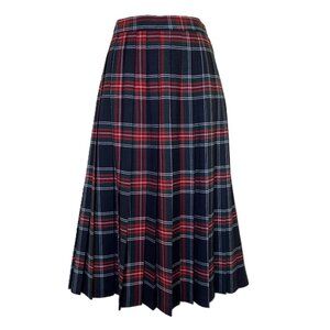 Brobell Plaid Pleated Kilt Skirt Red/Black Tartan Vintage Made in Canada 27"